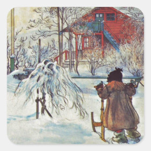 Sticker Carré Jardin avant et salle de lavage