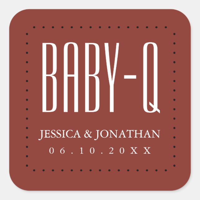 Sticker Carré Jardin Bébé Q Baby shower BBQ Couples (Devant)