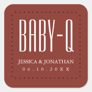 Sticker Carré Jardin Bébé Q Baby shower BBQ Couples