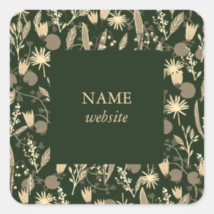 Sticker Carré Jardin de nuit plantes florales botaniques chic mo