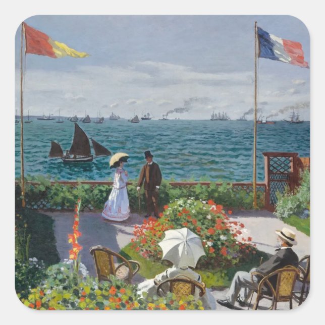 Sticker Carré Jardin de Sainte-Adresse - Claude Monet fine art (Devant)