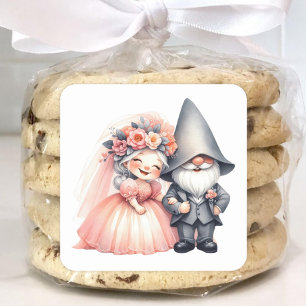 Sticker Carré Jardin de Whimsical Gnome Romantique Fairytale Mar