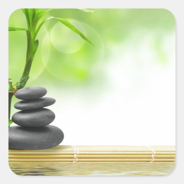 Sticker Carré Jardin d'eau paisible Zen par l'amour guérisseur (Devant)