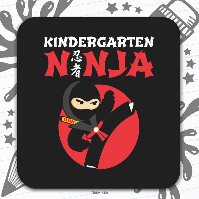 Sticker Carré Jardin D'Enfants Ninja Tirer Un Coup D'Oeil Premie (Créateur téléchargé)