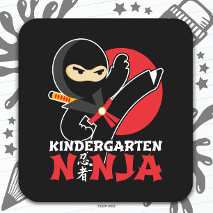 Sticker Carré Jardin D'Enfants Ninja Tirer Un Coup D'Oeil Premie