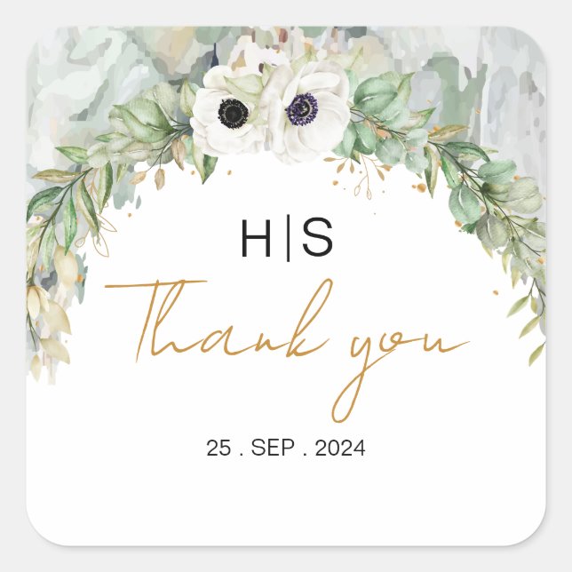 Sticker Carré Jardin d'été en or Bohême Lush Green Arch (Devant)