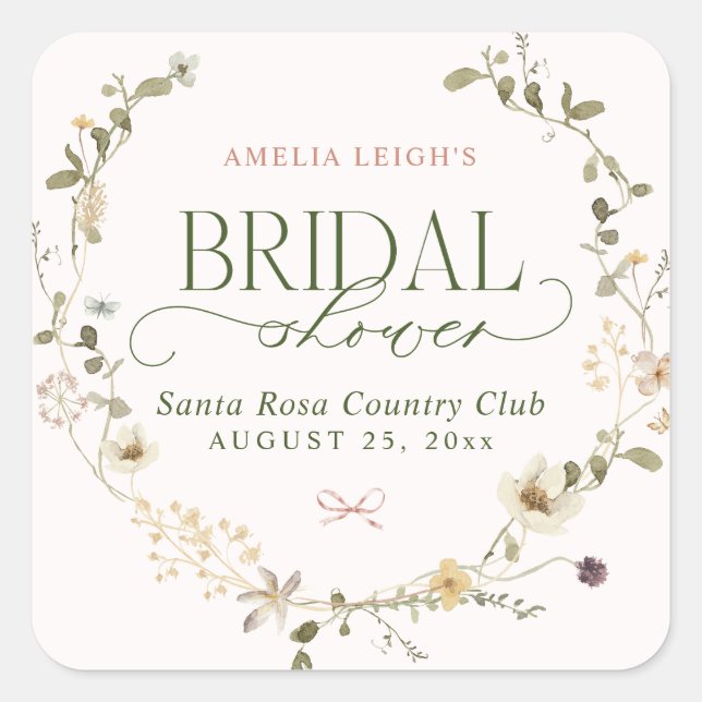 Sticker Carré Jardin Féerique Fantaisiste et Nœuds Papillon pour (Devant)