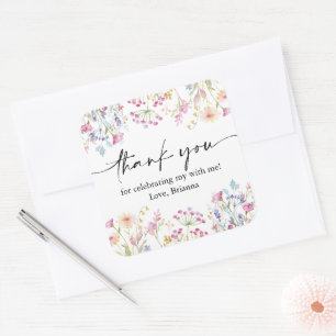 Sticker Carré Jardin fleur sauvage thème Fille aquarelle anniver