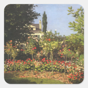 Sticker Carré Jardin fleuri à Sainte Adresse par Claude Monet