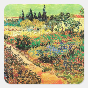 Sticker Carré Jardin fleuri avec sentier par Vincent van Gogh