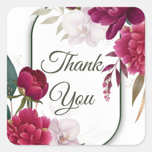 Sticker Carré Jardin Fleurie Berry Glam Mariage Floral 