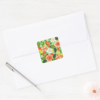 Sticker Carré Jardin Floral Fleur Vert Doux