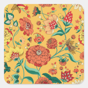 Sticker Carré Jardin Floral Paisley vintage