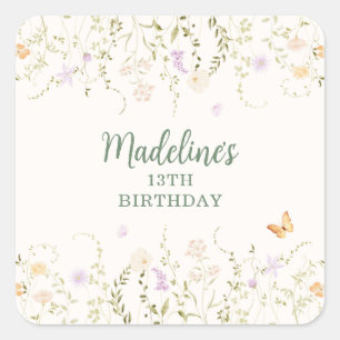 Sticker Carré Jardin floral Whimsical Anniversaire