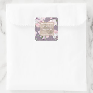 Sticker Carré Jardin rose élégant carré floral