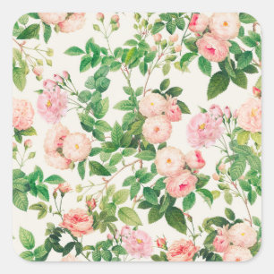 Sticker Carré Jardin rose Roses