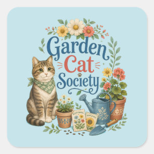 Sticker Carré Jardin Société Féline Cottagecore Florales