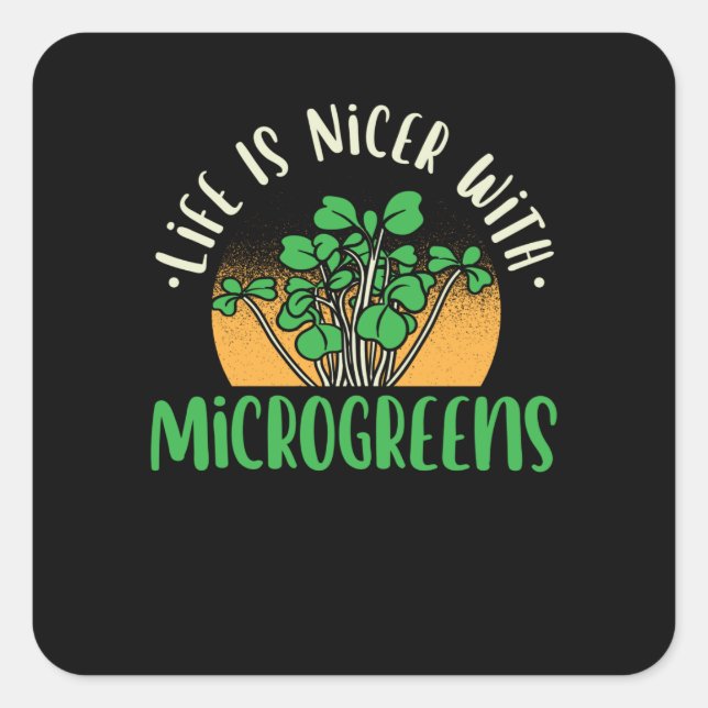 Sticker Carré Jardinage - Vie Avec Microgreens (Devant)