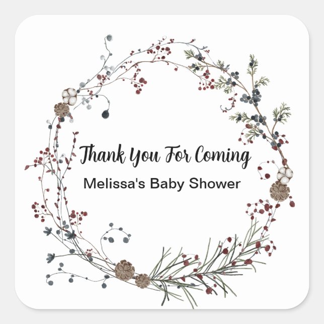 Sticker Carré Jardins Fleurs sauvages de Boho rustique Winterber (Devant)