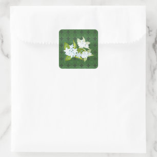 Sticker Carré Jasmine fleurs nom personnalisable