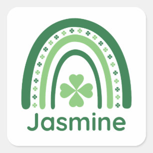 Sticker Carré Jasmine Nom Clocher Boho Rainbow