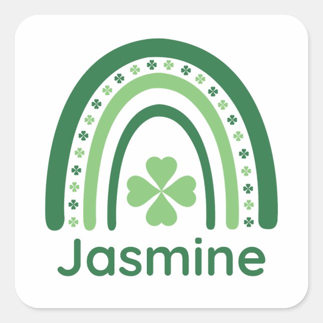Sticker Carré Jasmine Nom Clocher Boho Rainbow (Devant)