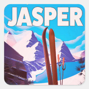 Sticker Carré Jasper Alberta affiche de voyage du Canada