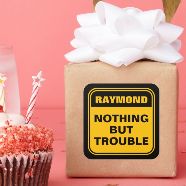 Sticker Carré Jaune amusant rien mais trouble prudence signe squ (Fête)