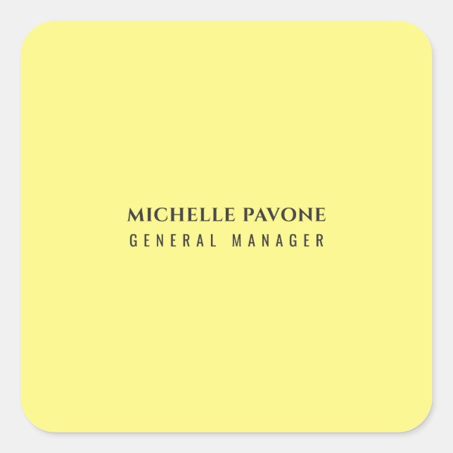 Sticker Carré Jaune clair élégant simple uni professionnel (Devant)