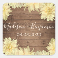 Jaune Dahlia Fleur Russe Bois Mariage Date