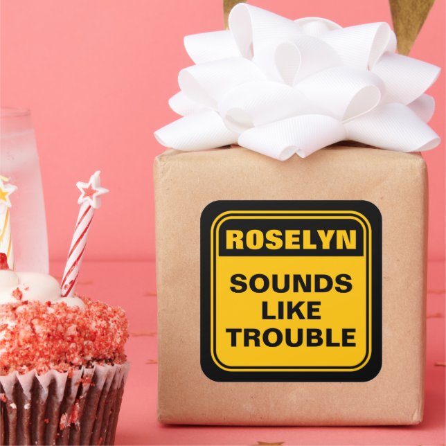 Sticker Carré Jaune drôle sonne comme signe de prudence (Fête)