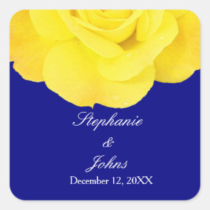 Sticker Carré Jaune Rose Marine Bleu Floral Mariage Cool unique