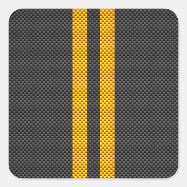 Sticker Carré Jaune Tirages de course Carbone Fiber Style (Devant)