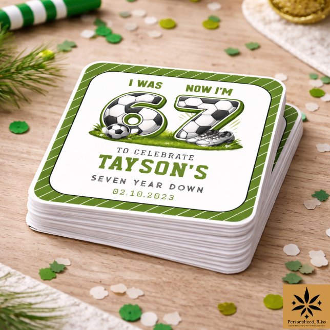 Sticker Carré J'avais 6 ans, maintenant j'ai 7 ans Football Anni (I Was 6, Now I’m 7 Soccer Birthday – All-Star Part Square Sticker
)