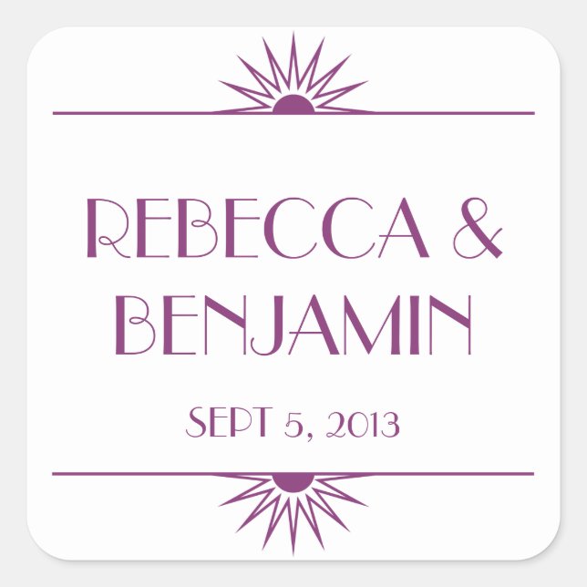 Sticker Carré Jazz age violet géométrique mariage art déco (Devant)