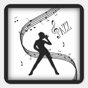 Sticker Carré Jazz Dance Black and White Music