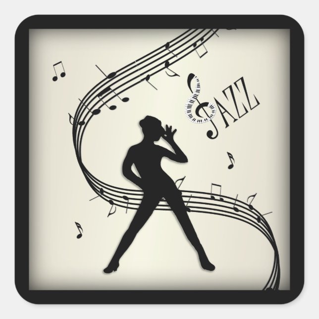 Sticker Carré Jazz Dance Gold Music (Devant)