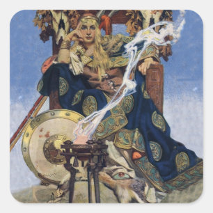 Sticker Carré JC Leyendecker Reine Maeve Guerrière Celtique
