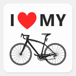 Sticker Carré J'Coeur Mon Cool Vélo Fun Joli Vélo Amour