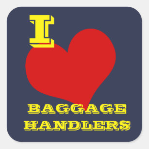 Sticker Carré "Je bagage aime bagagistes"