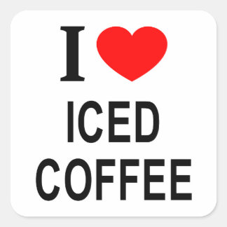 Sticker Carré Je ❤️ CAFÉ GLACÉ J'AIME CAFÉ GLACÉ JE SUIS FAN DE