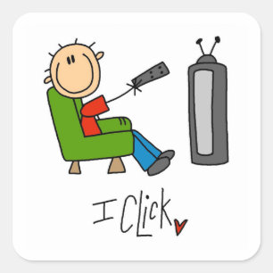 Sticker Carré Je clique sur la télé addict