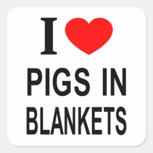 Sticker Carré Je ❤️ COCHONS EN COUVERTURES JE SUIS AMOUREUX DE C