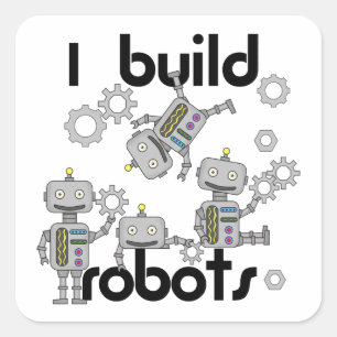 Sticker Carré Je construis des robots