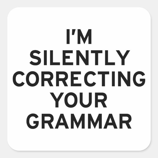 Sticker Carré Je corrige la grammaire (Devant)