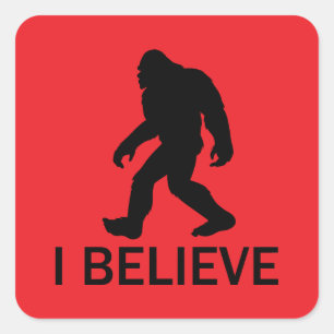 Sticker Carré Je crois en Bigfoot