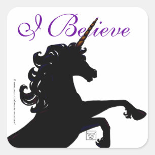 Sticker Carré Je Crois Unicorn Silhouette