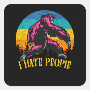 Sticker Carré Je déteste les gens Vintage le cadeau Yeti Bigfoot