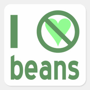 Sticker Carré Je déteste les haricots Texte vert