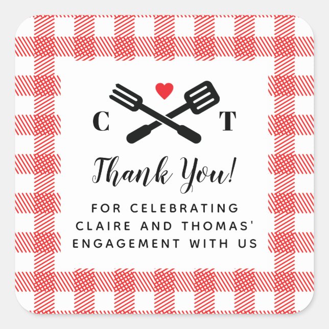 Sticker Carré Je fais BBQ Red Picnic Favoriser (Devant)